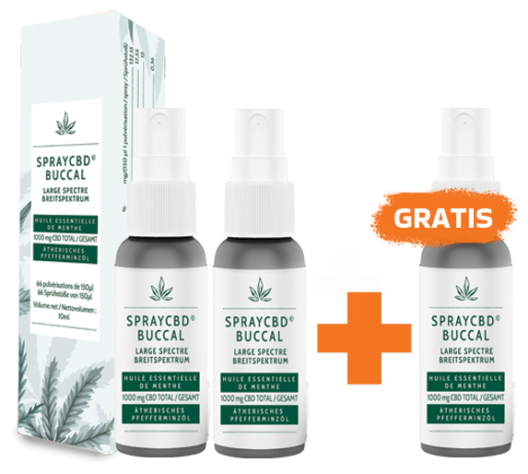 Tollen Angebot - 2 CBD-Sprays 10% + 1 Gratis !